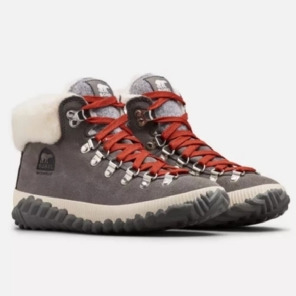 Sorel Out N About Waterproof Lace Up Boots Gray Suede Women 9.5 - Picture 3 of 10